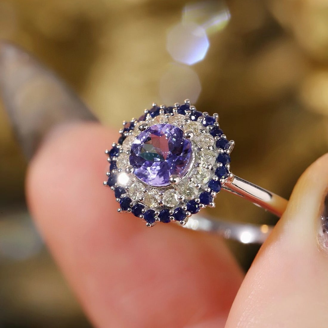 14k Gold 1.06 Ctw Natural Tanzanite & Diamond Ring - 5