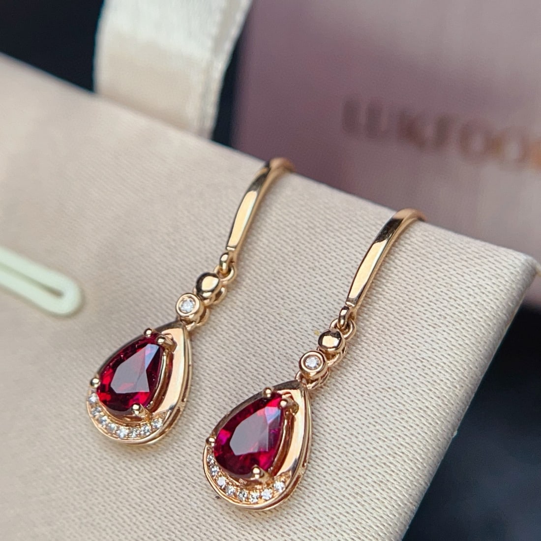 14k Gold 1.11 Ctw Natural Tourmaline & Diamond Earrings - 2