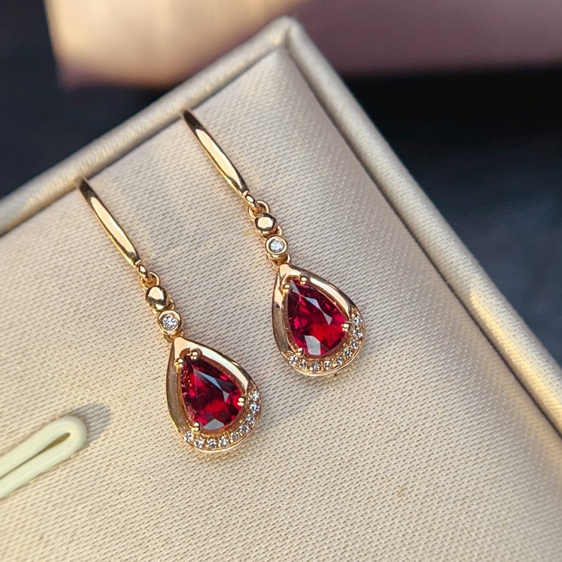 14k Gold 1.11 Ctw Natural Tourmaline & Diamond Earrings - 5