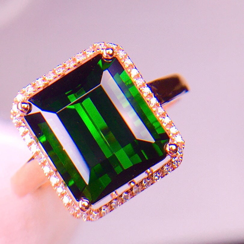 14k Gold 5.8 Ct Natural Tourmaline & Diamond Ring - 4