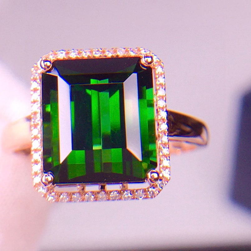 14k Gold 5.8 Ct Natural Tourmaline & Diamond Ring - 6