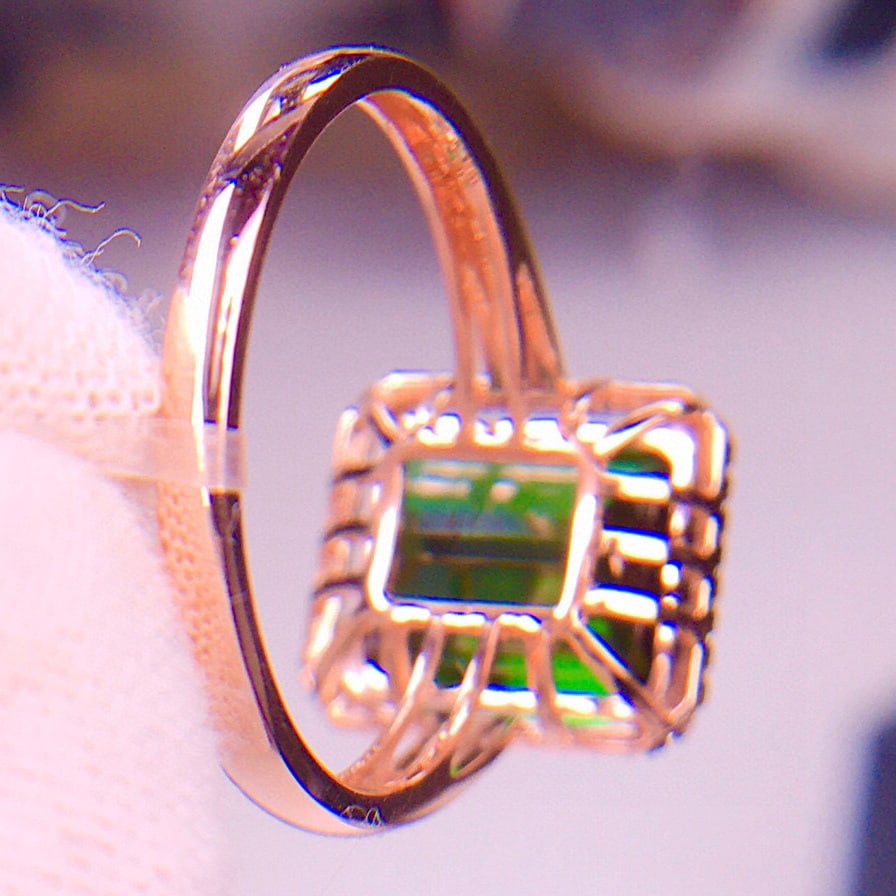 14k Gold 5.8 Ct Natural Tourmaline & Diamond Ring - 7