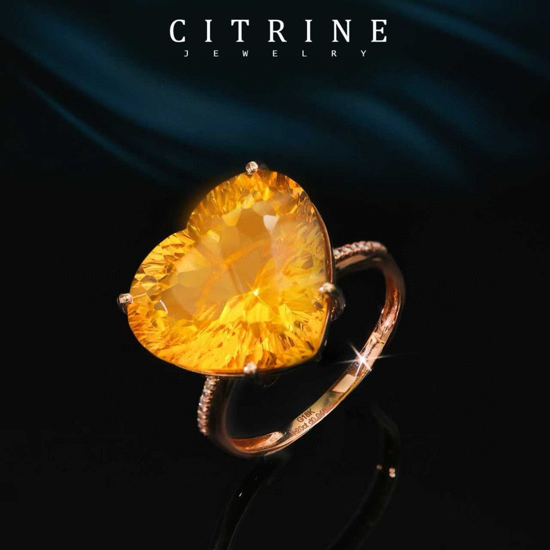 14k Gold 9.25 Ctw Natural Citrine & Diamond Ring - 2