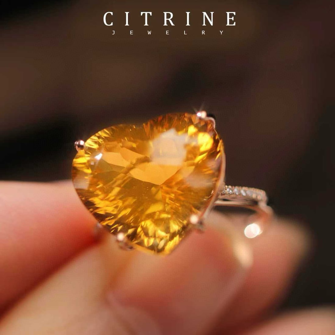 14k Gold 9.25 Ctw Natural Citrine & Diamond Ring - 4