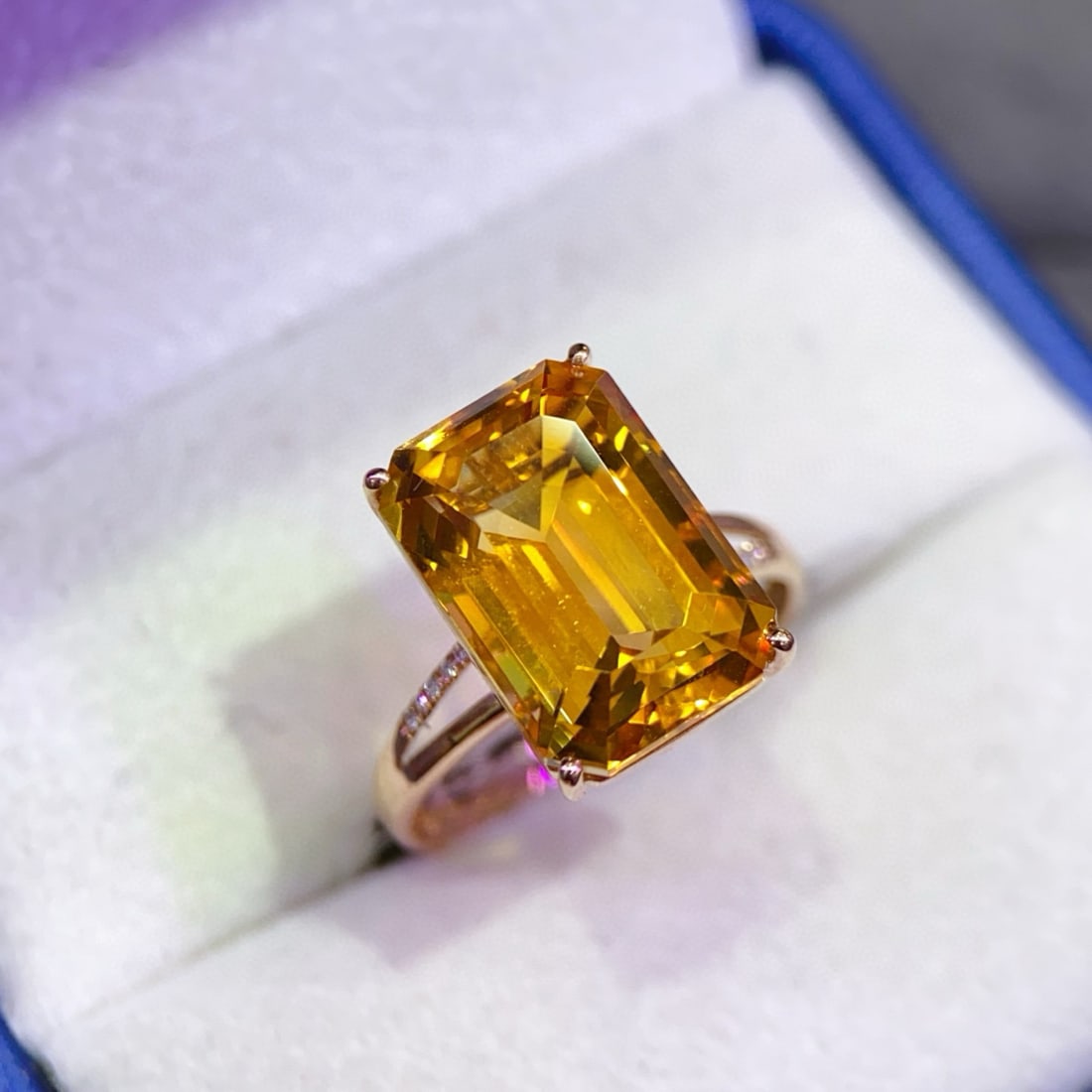14k Gold 7.33 Ctw Natural Citrine & Diamond Ring: Ref:231141158 // gold content:14k gold // ring size:7. 25us // // main gemstone:citrine // shape:octagonal // carat weight:7. 3ct // color:yellow // treatment:natural // // adjacent gemstone 2 :