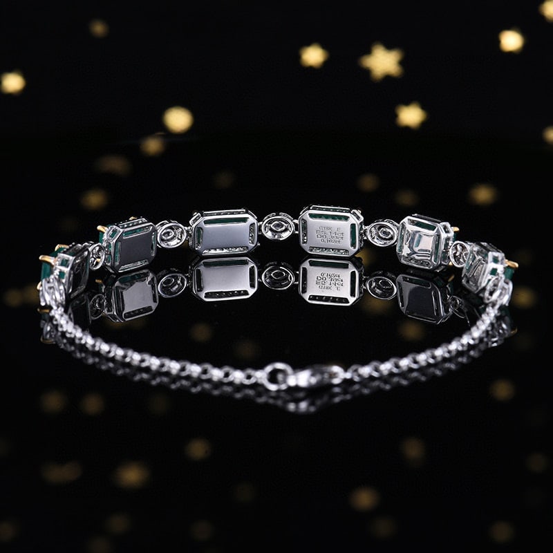 14k Gold 5.53 Ctw Natural Emerald & Diamond Bracelet - 4