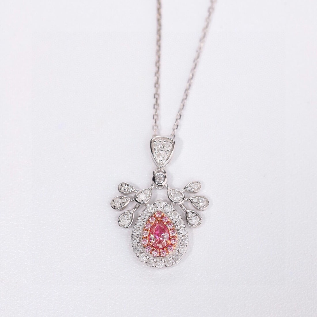 14k Gold 0.47 Ctw Natural Pink Diamond & Diamond Necklace - 4