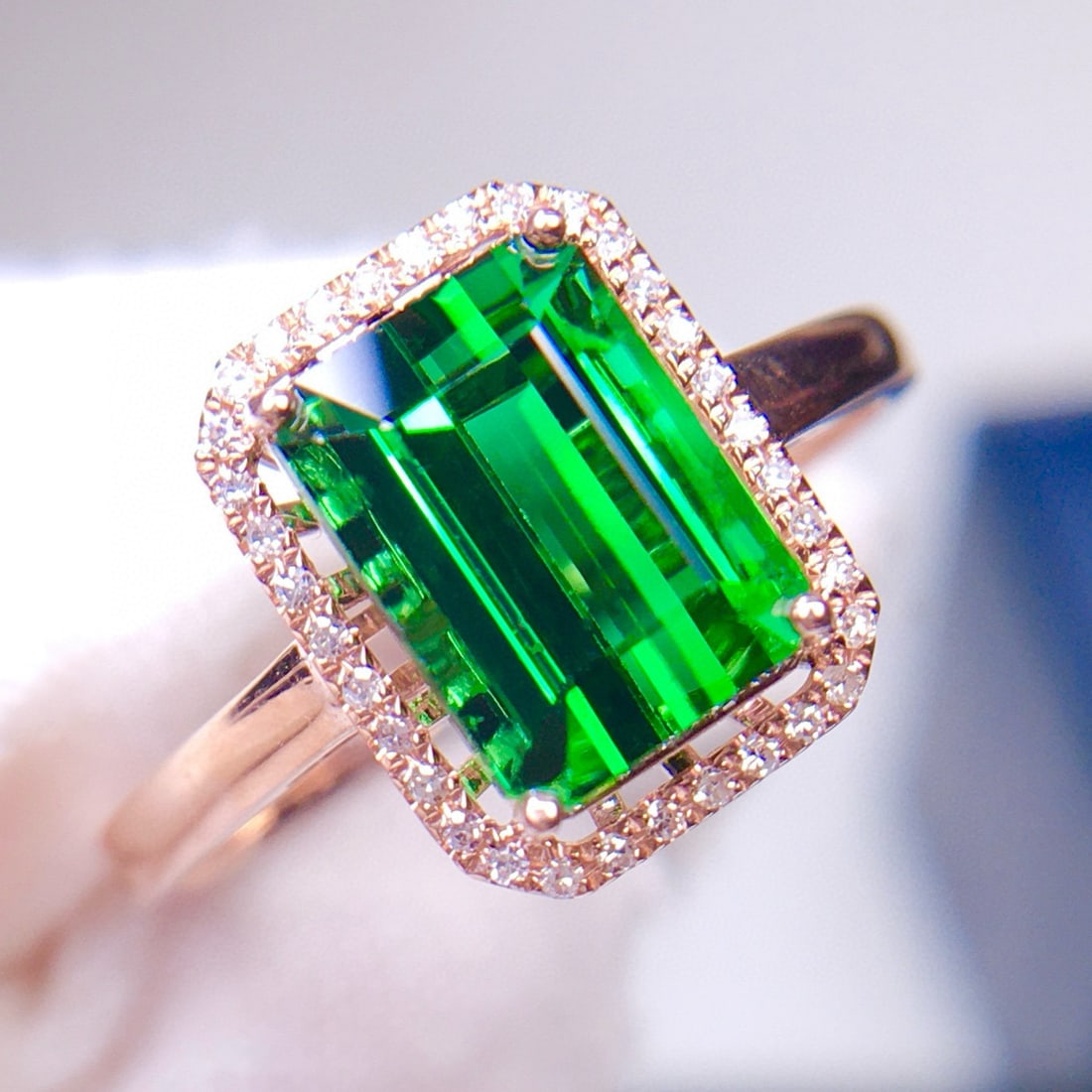 14k Gold 2.3 Ct Natural Tourmaline & Diamond Ring - 2
