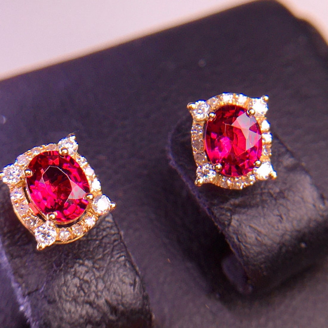 14k Gold 1.3 Ct Natural Tourmaline & Diamond Earrings - 4