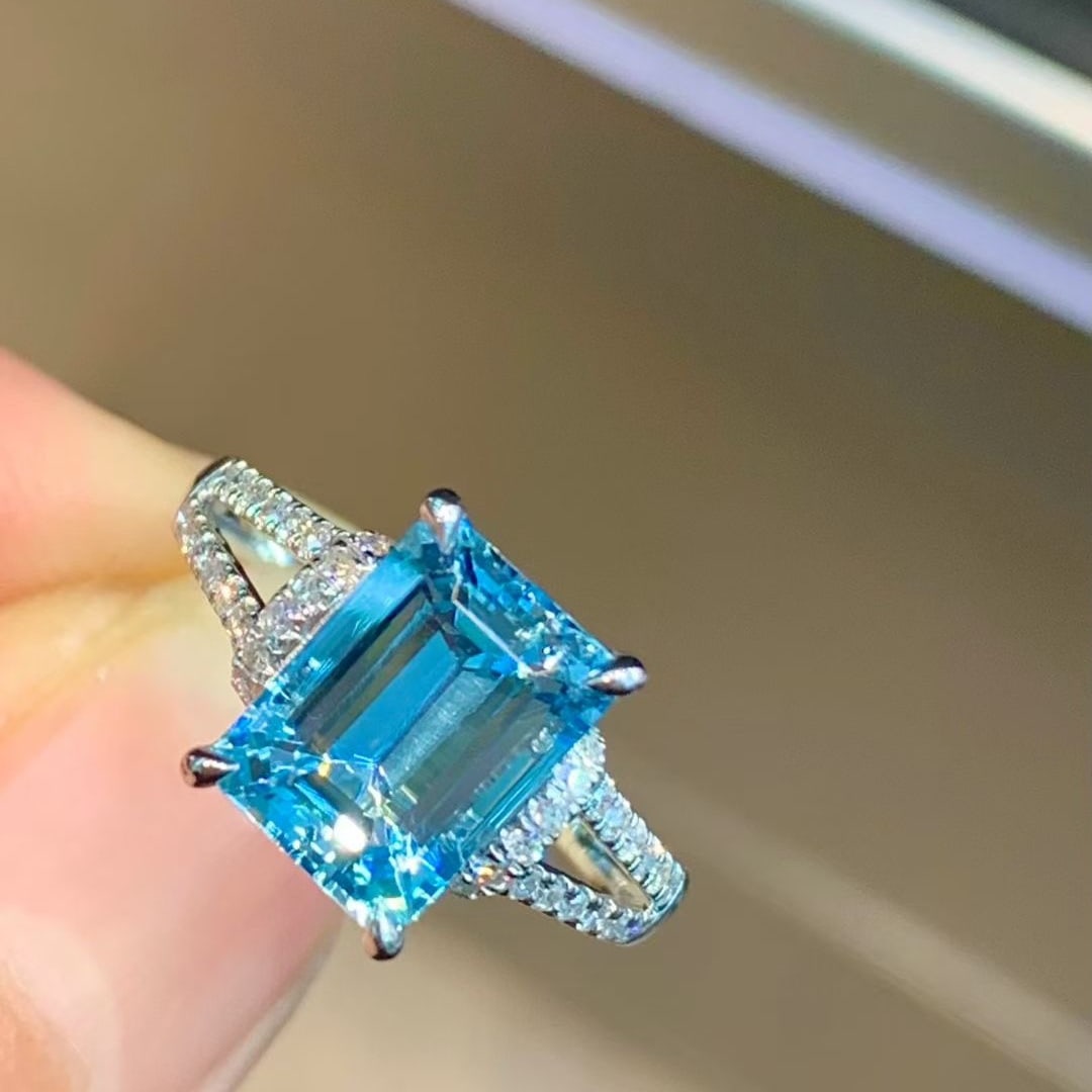 14k Gold 2.76 Ctw Natural Aquamarine & Diamond Ring - 2