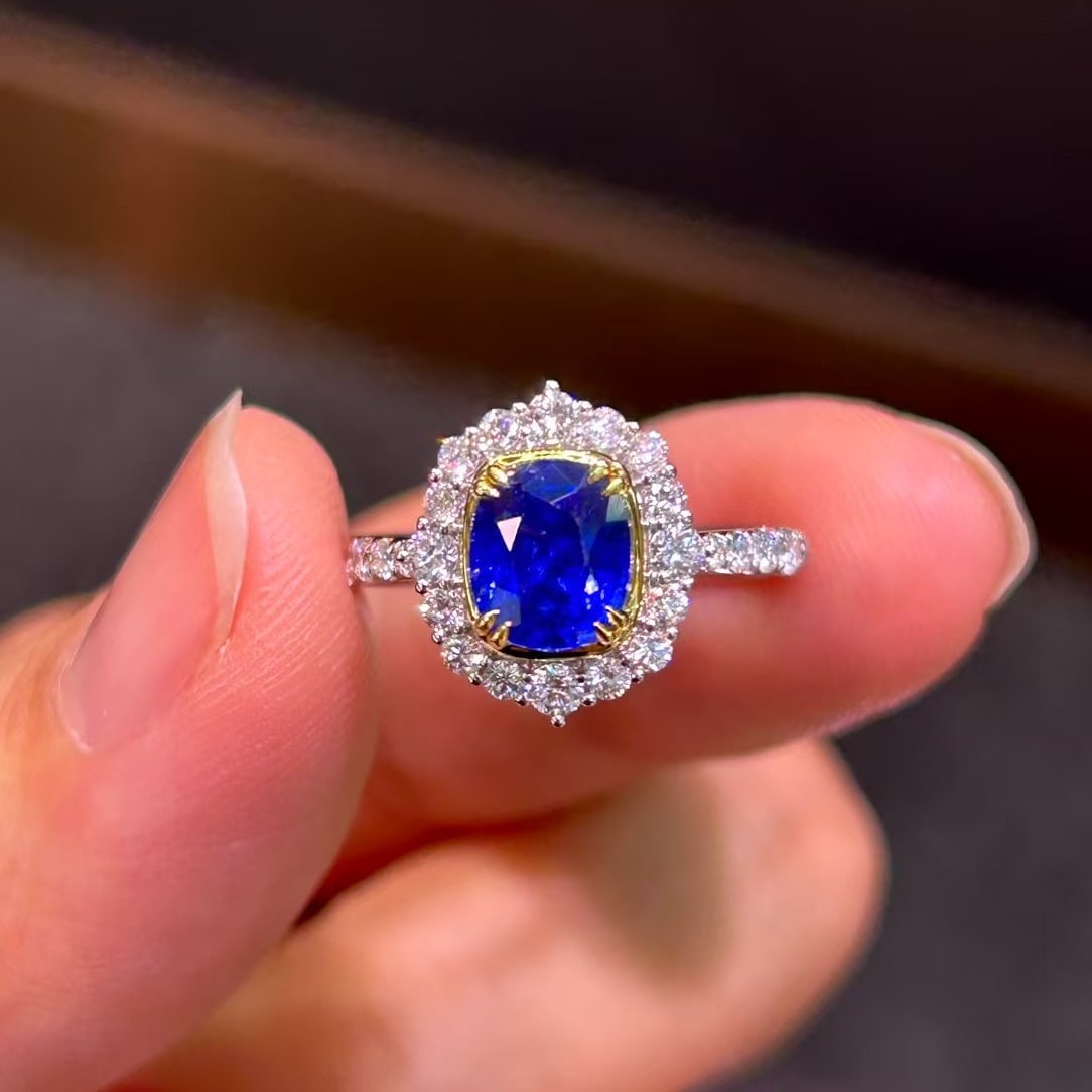 14k Gold 2.08 Ctw Natural Sapphire & Diamond Ring - 3