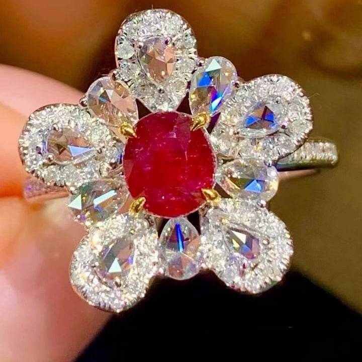 14k Gold 1.05 Ct Natural Ruby & Diamond Ring - 3