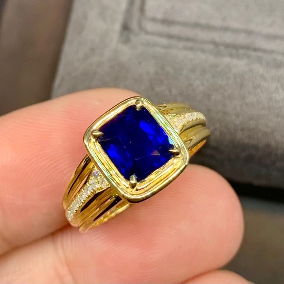 14k Gold 2.01 Ctw Natural Sapphire & Diamond Ring - 2
