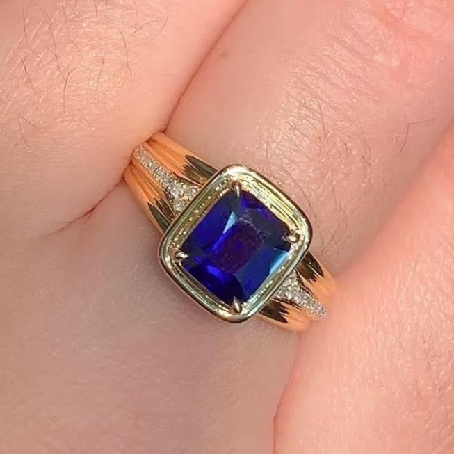 14k Gold 2.01 Ctw Natural Sapphire & Diamond Ring - 3