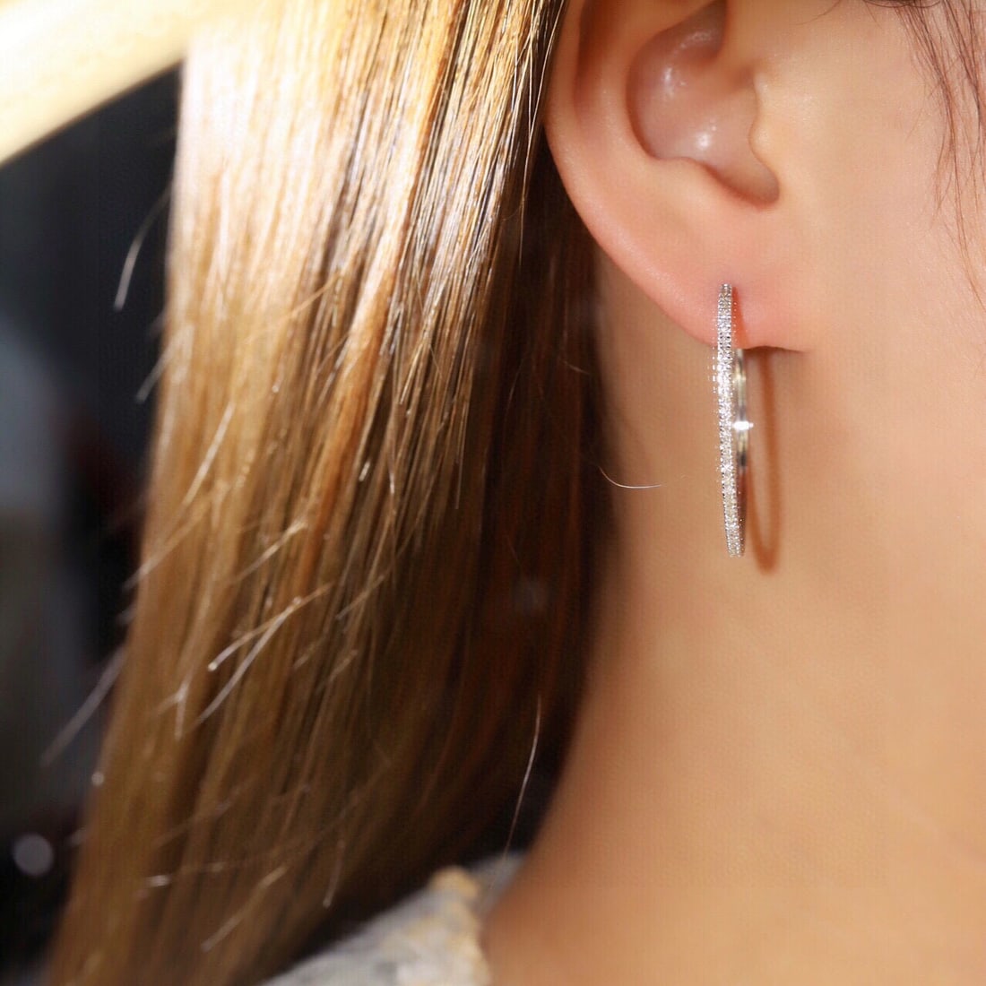 14k Gold 0.6 Ct Natural H Diamond Earrings - 4