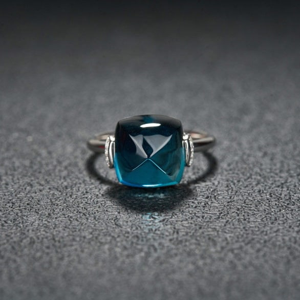 14k Gold 9.95 Ct Natural Topaz & Diamond Ring - 4