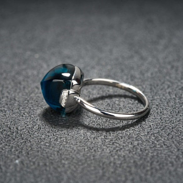 14k Gold 9.95 Ct Natural Topaz & Diamond Ring - 7