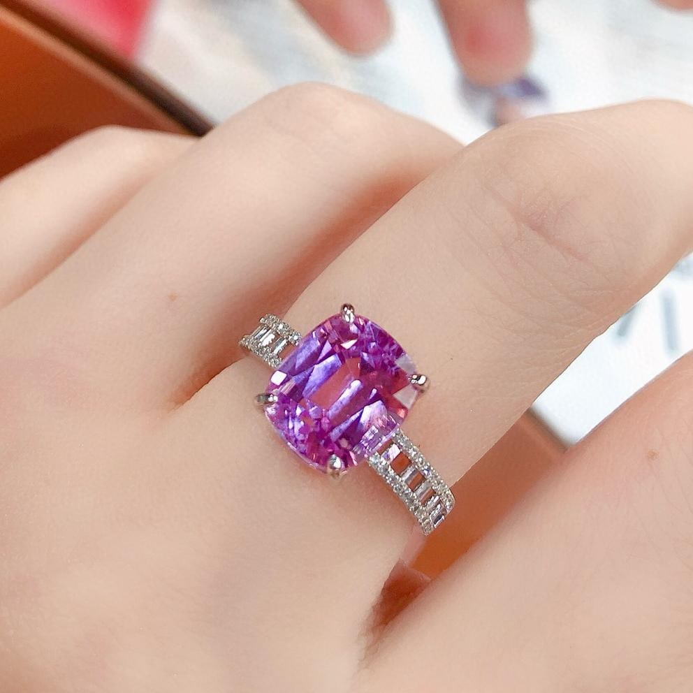 14k Gold 5.2 Ct Natural Kunzite & Diamond Ring: Ref:231141237 // gold content:14k gold // ring size:7. 25us // // main gemstone:kunzite // shape:cushion // carat weight:5. 2ct // color:purple // treatment:natural // // adjacent gemstone 2 :