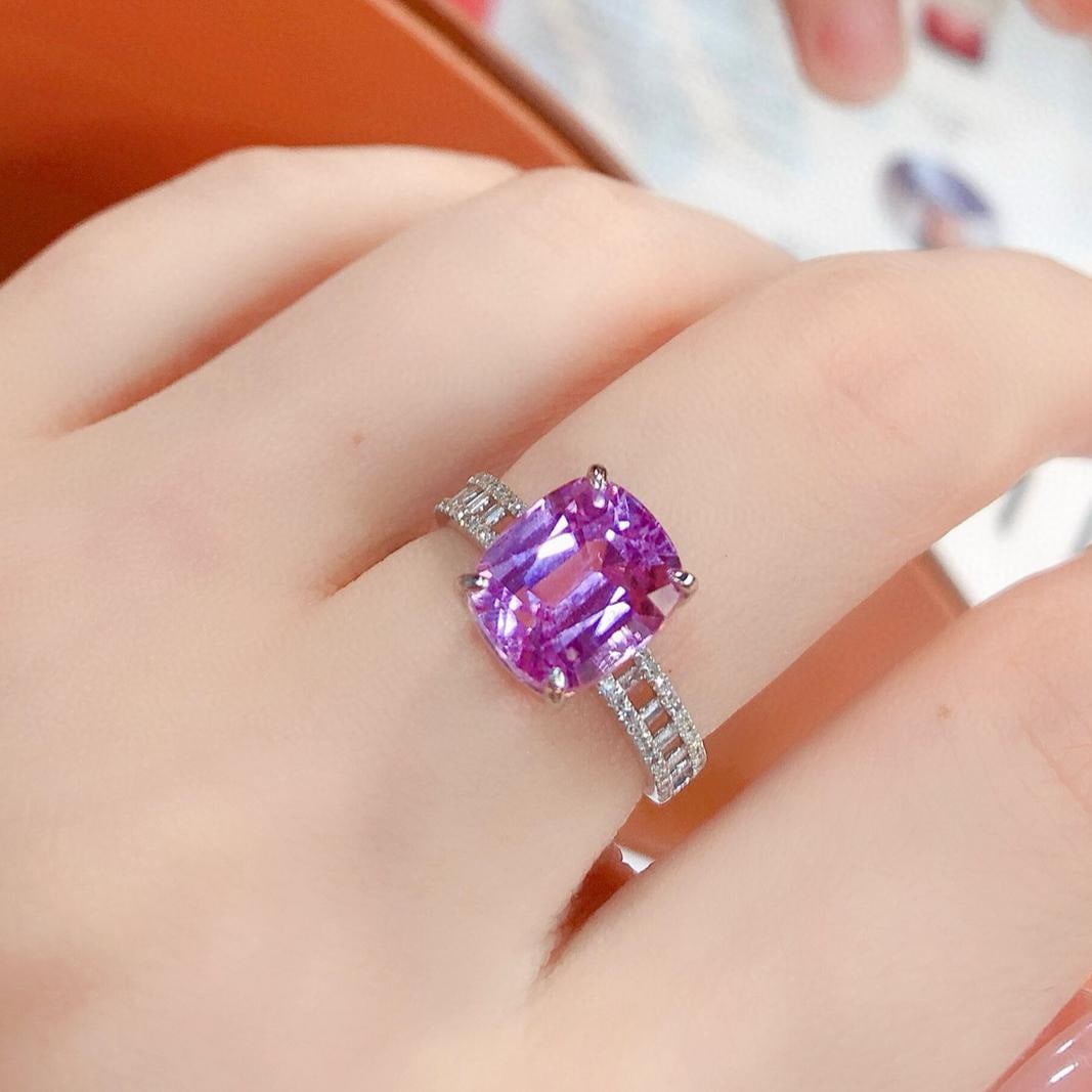 14k Gold 5.2 Ct Natural Kunzite & Diamond Ring - 2