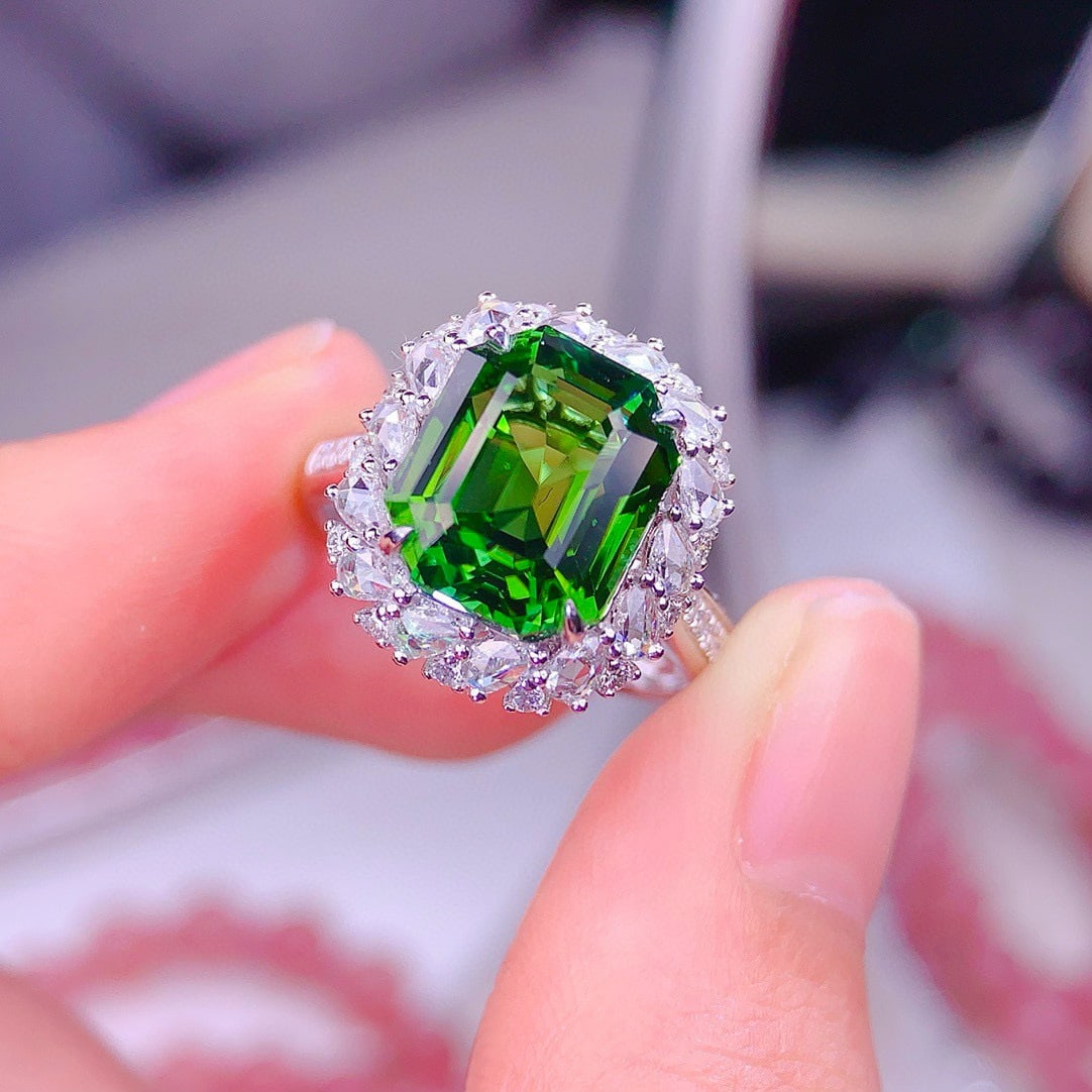 14k Gold 5.5 Ct Natural Tourmaline & Diamond Ring - 2