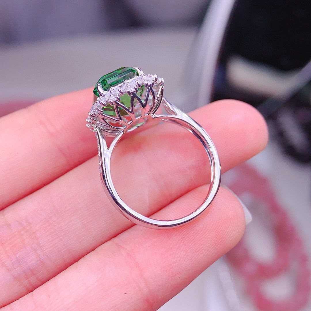 14k Gold 5.5 Ct Natural Tourmaline & Diamond Ring - 5