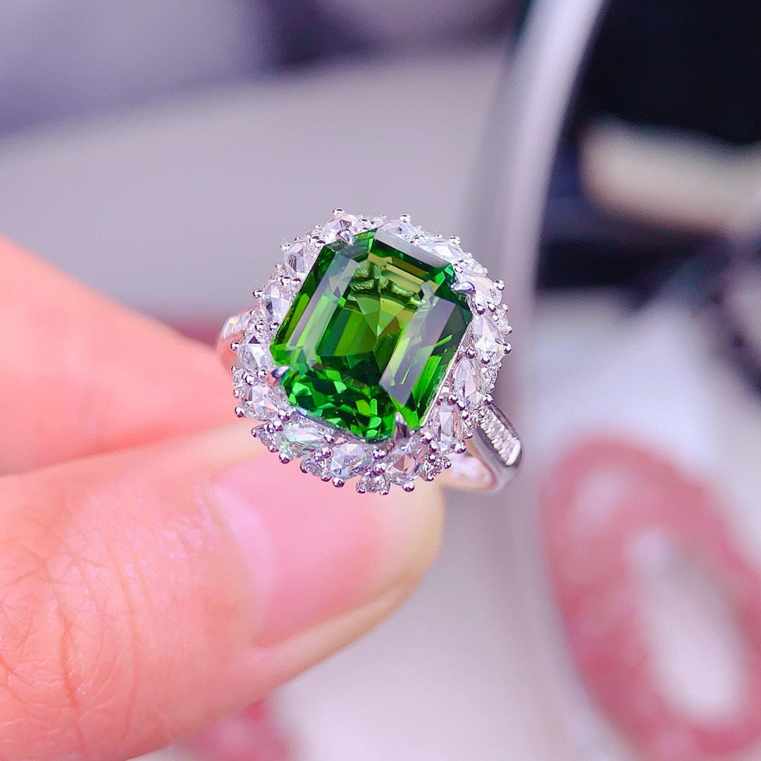 14k Gold 5.5 Ct Natural Tourmaline & Diamond Ring - 6