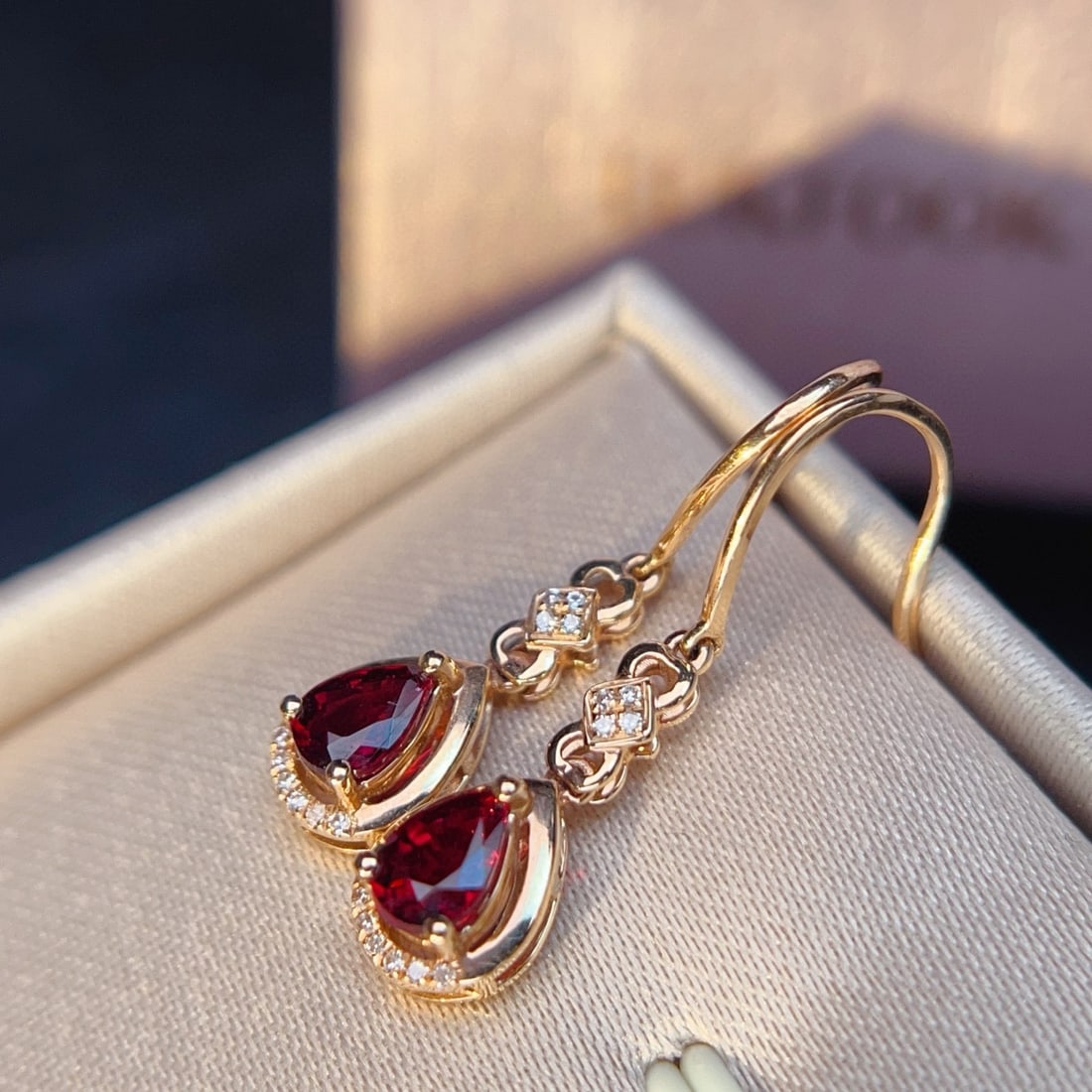 14k Gold 0.86 Ctw Natural Tourmaline & Diamond Earrings - 3