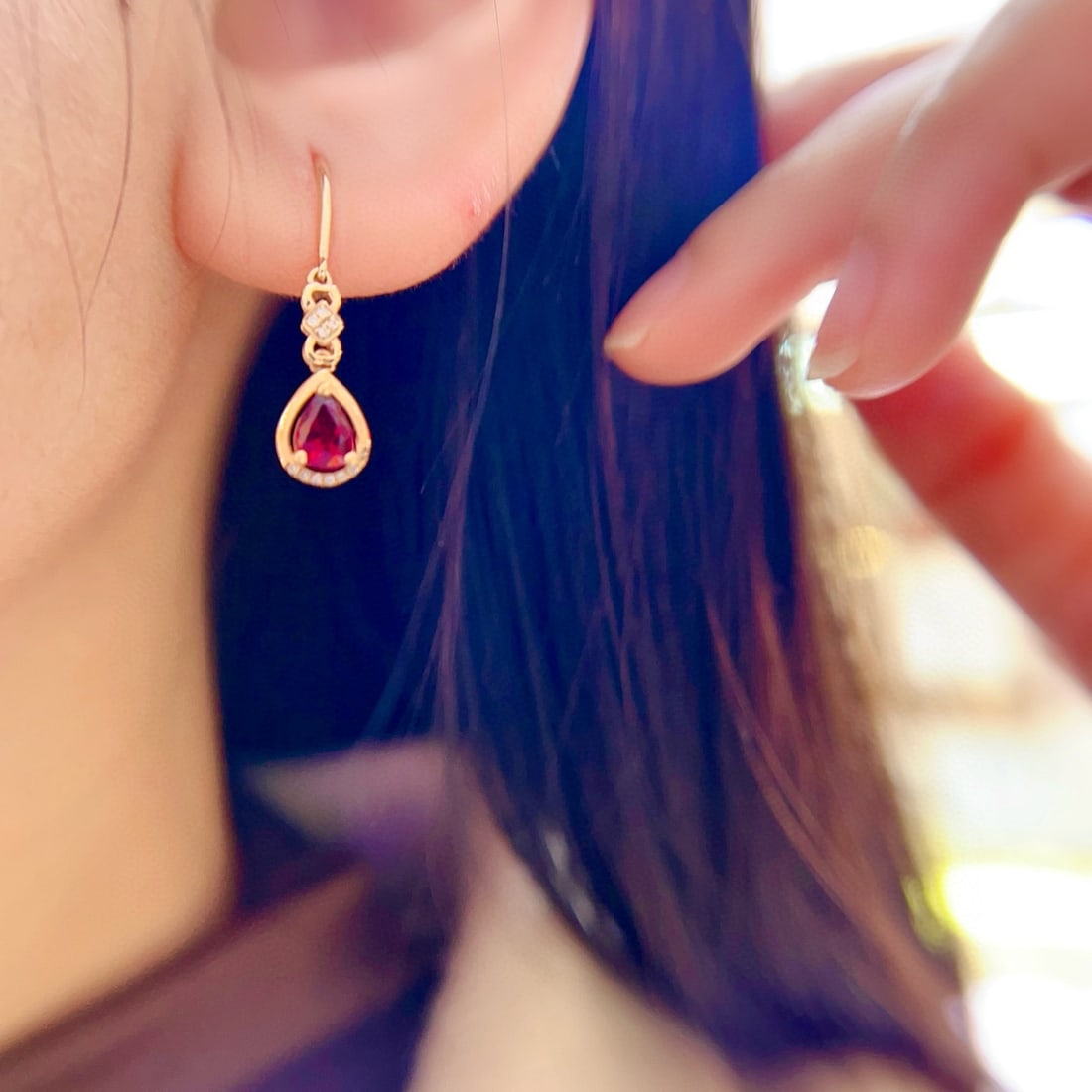 14k Gold 0.86 Ctw Natural Tourmaline & Diamond Earrings - 4