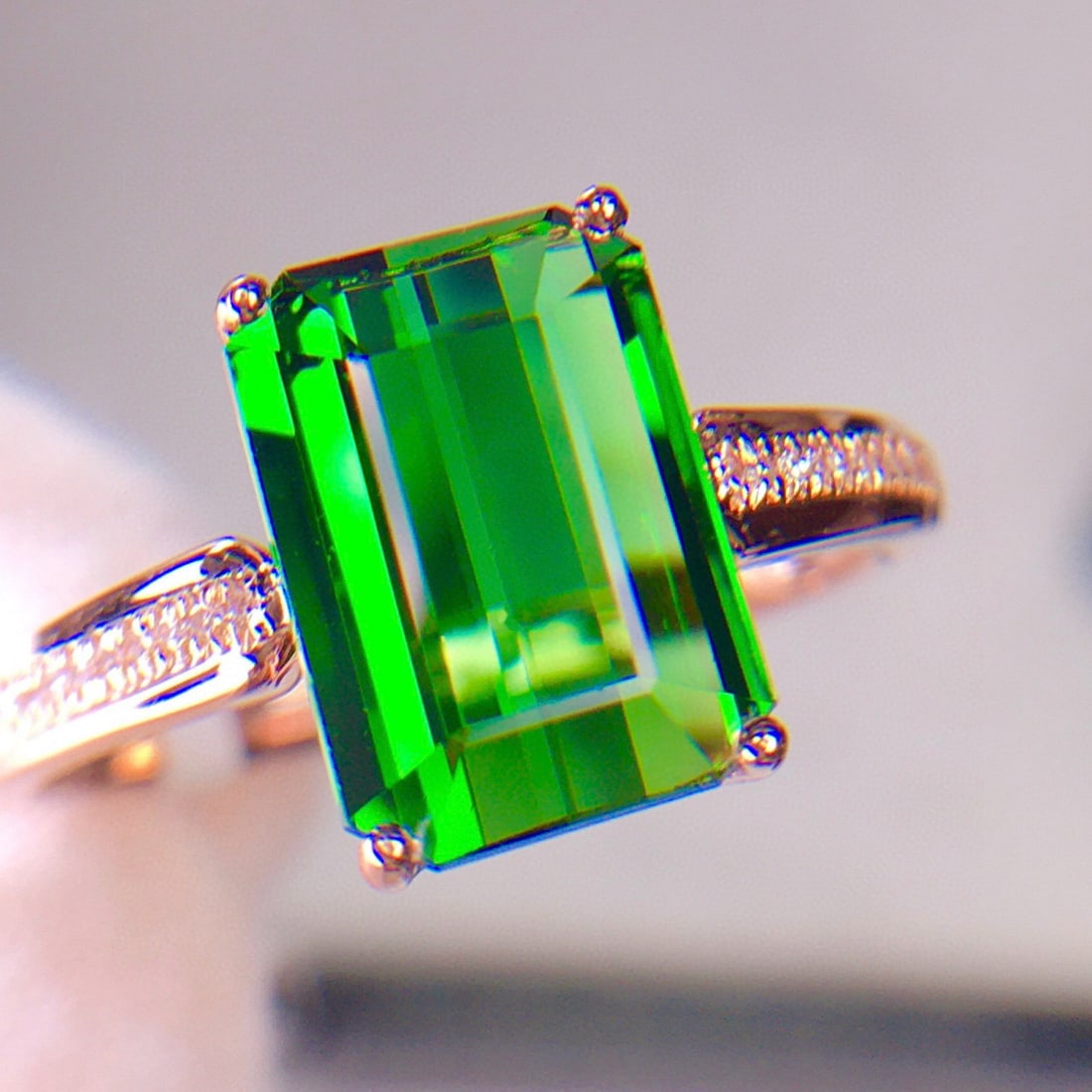 14k Gold 3.92 Ct Natural Tourmaline & Diamond Ring - 2