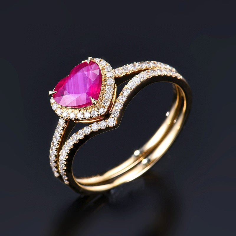 14k Gold 1.15 Ctw Natural Ruby & Diamond Ring - 4