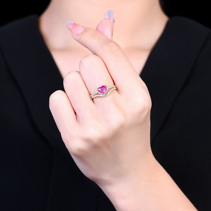 14k Gold 1.15 Ctw Natural Ruby & Diamond Ring - 6