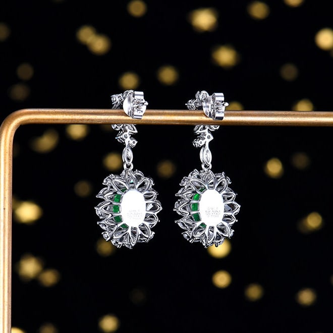 14k Gold 5.23 Ctw Natural Emerald & Sapphire Earrings - 4
