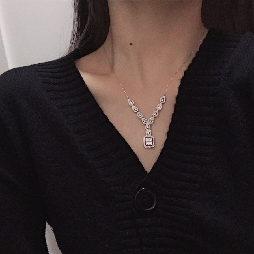 14k Gold 1.15 Ct Natural H Diamond Necklace - 5
