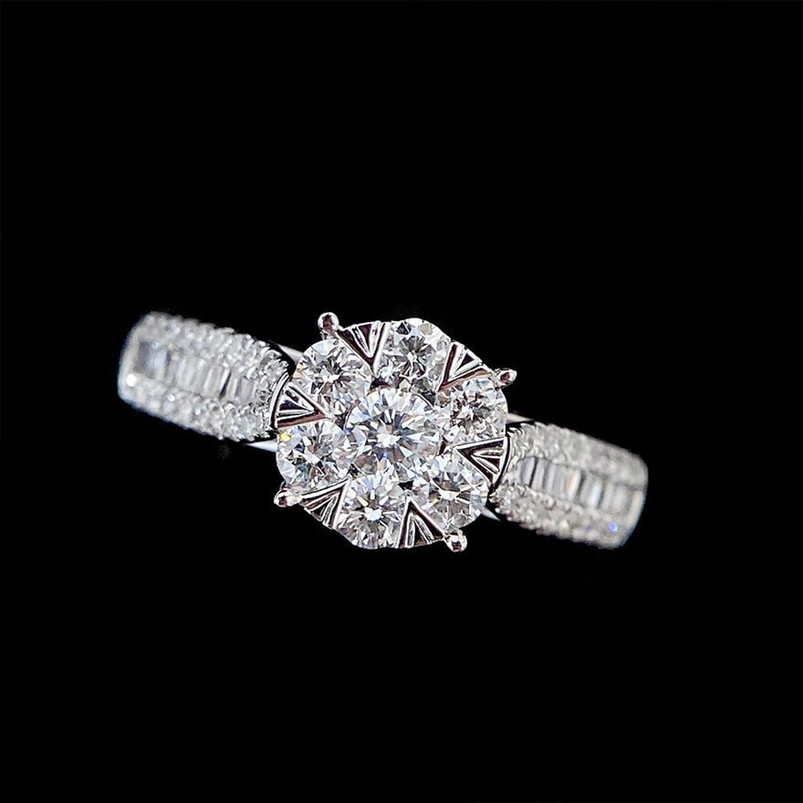 14k Gold 0.70 Ct Natural H Diamond Ring - 4