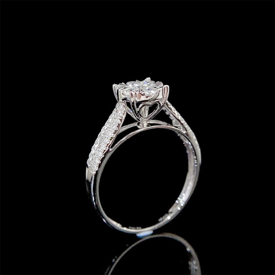 14k Gold 0.70 Ct Natural H Diamond Ring - 5