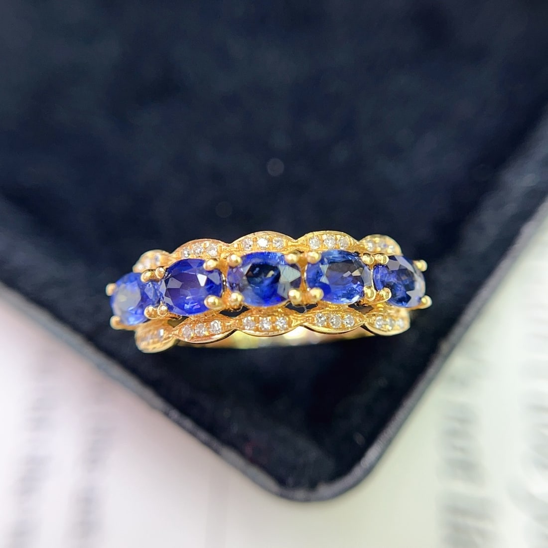14k Gold 1.50 Ct Natural Sapphire & Diamond Ring (1 of 7)