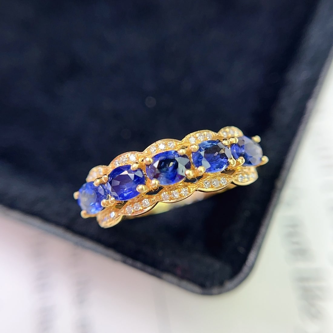 14k Gold 1.50 Ct Natural Sapphire & Diamond Ring - 2