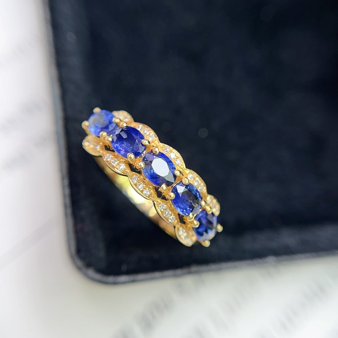 14k Gold 1.50 Ct Natural Sapphire & Diamond Ring - 3