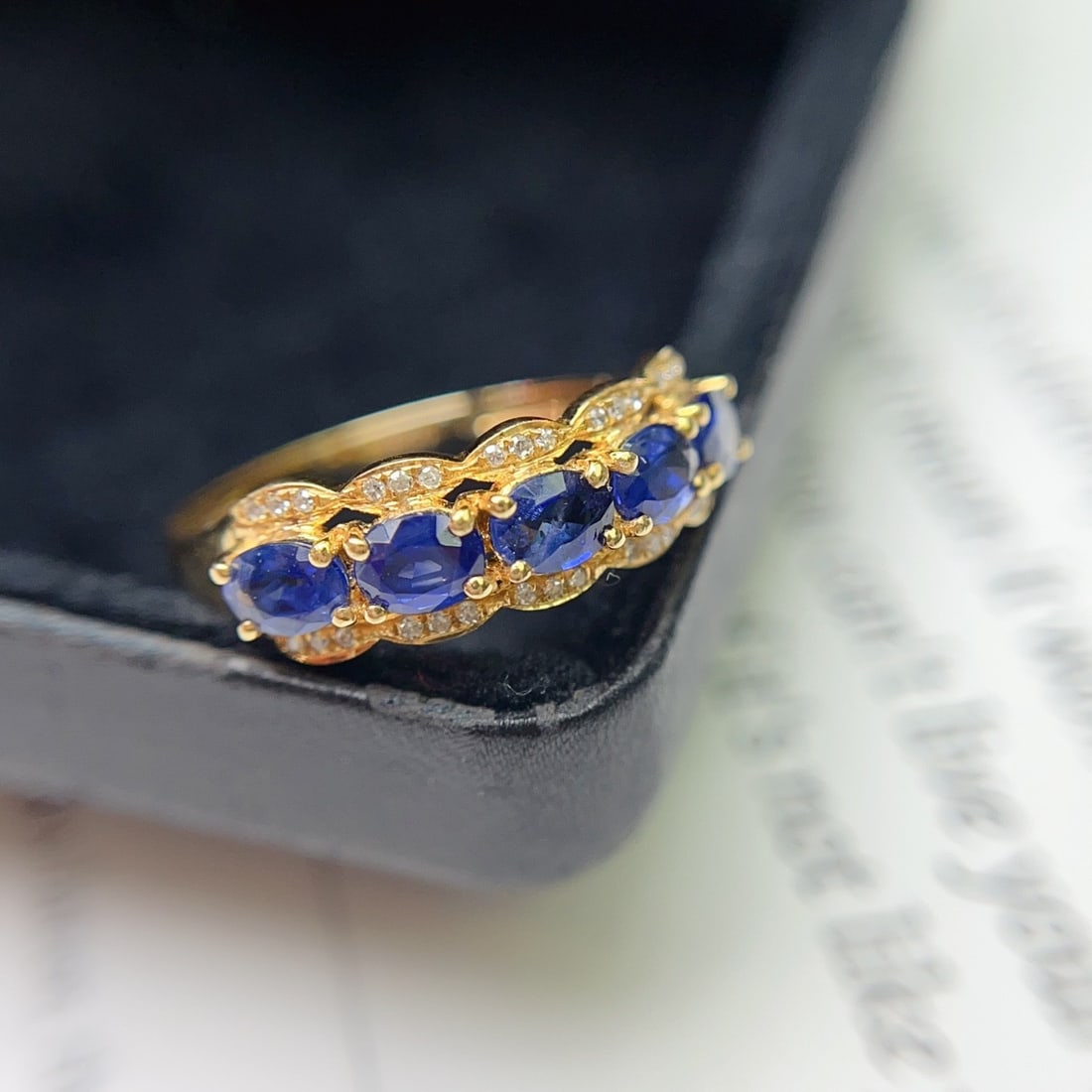 14k Gold 1.50 Ct Natural Sapphire & Diamond Ring - 5
