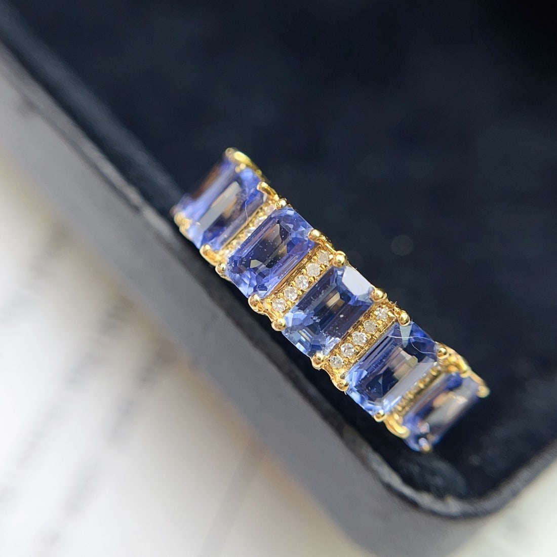 14k Gold 2.50 Ct Natural Sapphire & Diamond Ring - 5