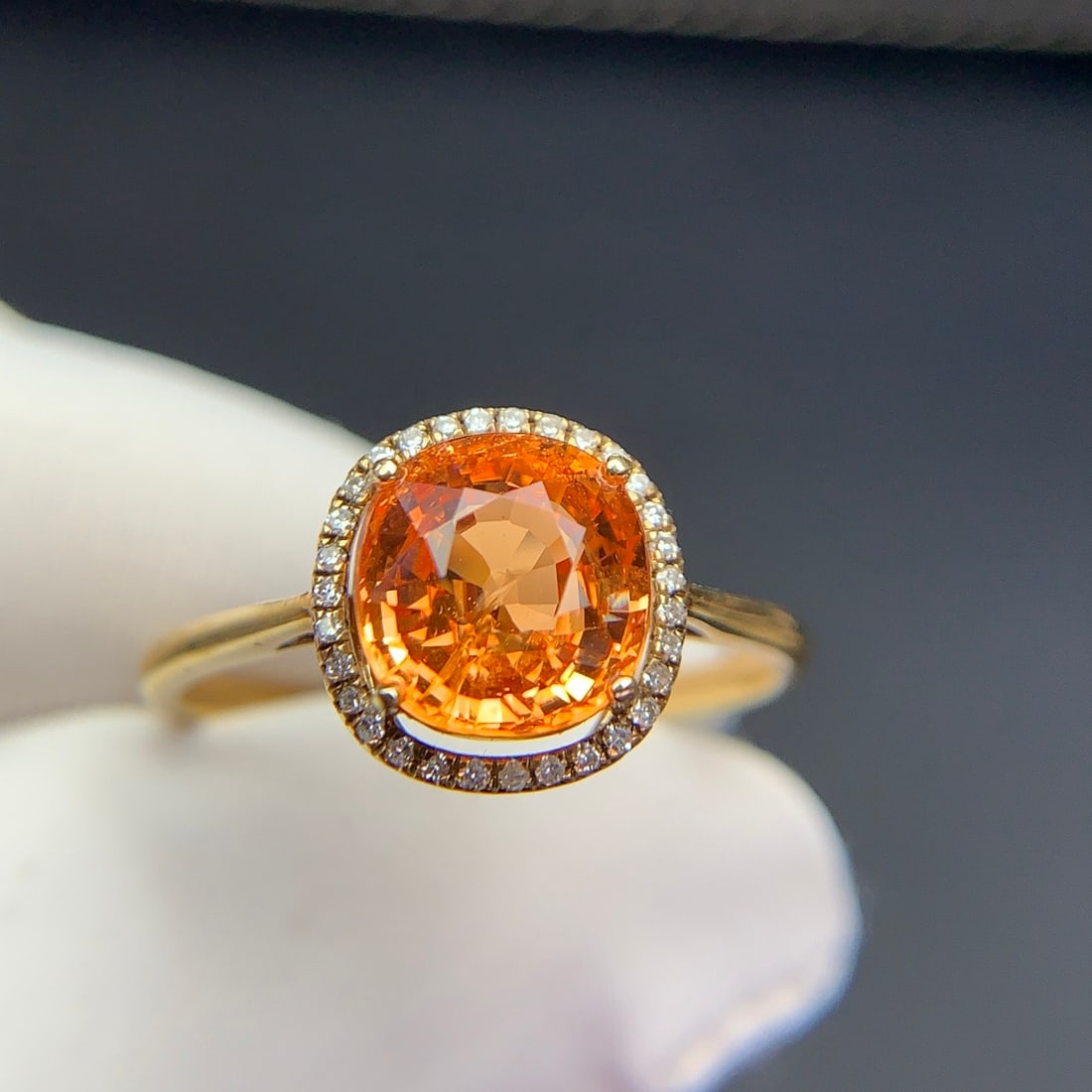14k Gold 2.36 Ct Natural Spessartine & Diamond Ring - 2