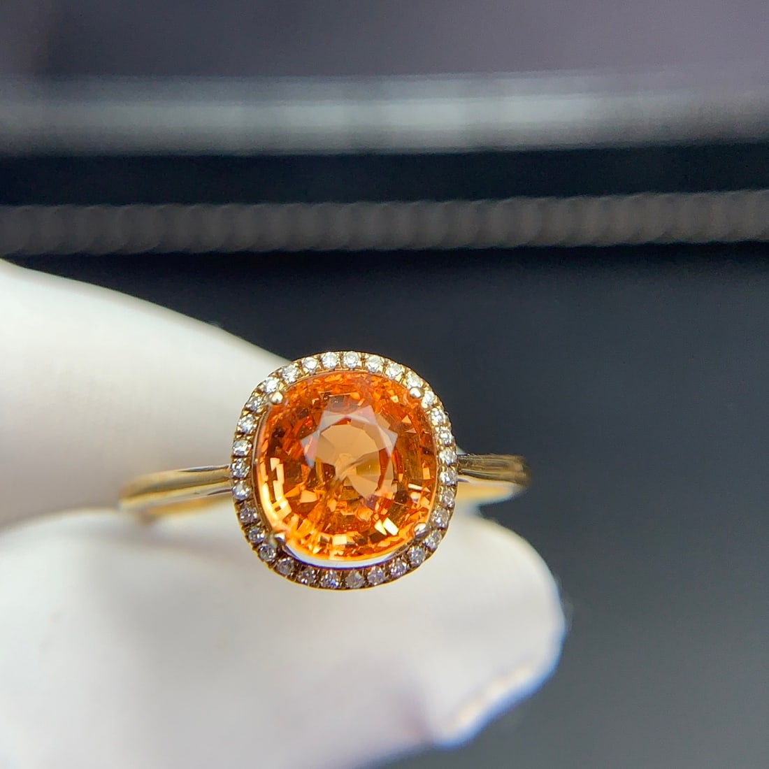 14k Gold 2.36 Ct Natural Spessartine & Diamond Ring - 6