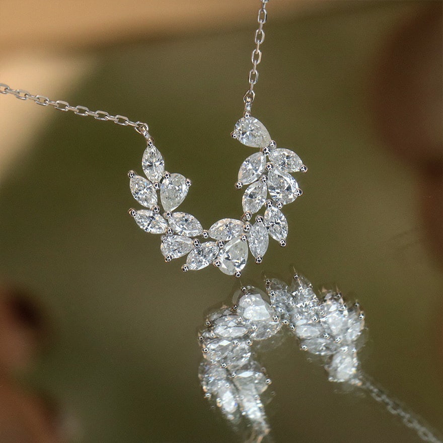 14k Gold 1 Ct Natural H Diamond Necklace - 5