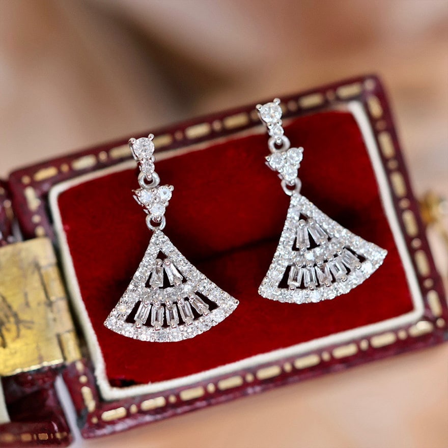 14k Gold 0.43 Ct Natural H Diamond Earrings - 3