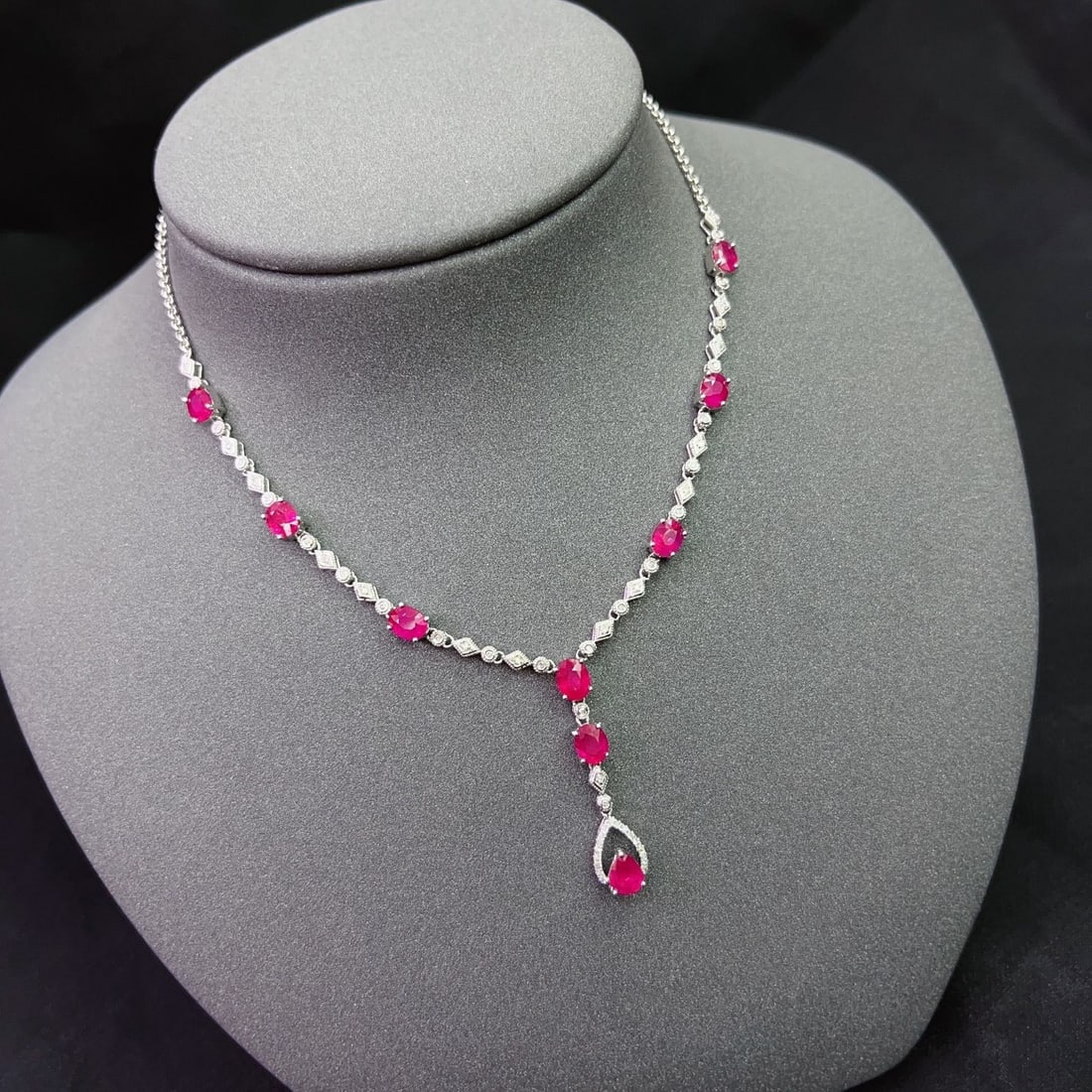 14k Gold 3.80 Ct Natural Ruby & Diamond Necklace - 4