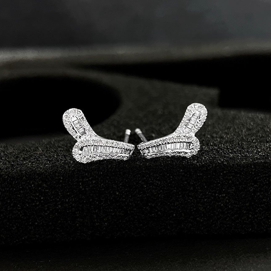 14k Gold 0.42 Ct Natural H Diamond Earrings - 3