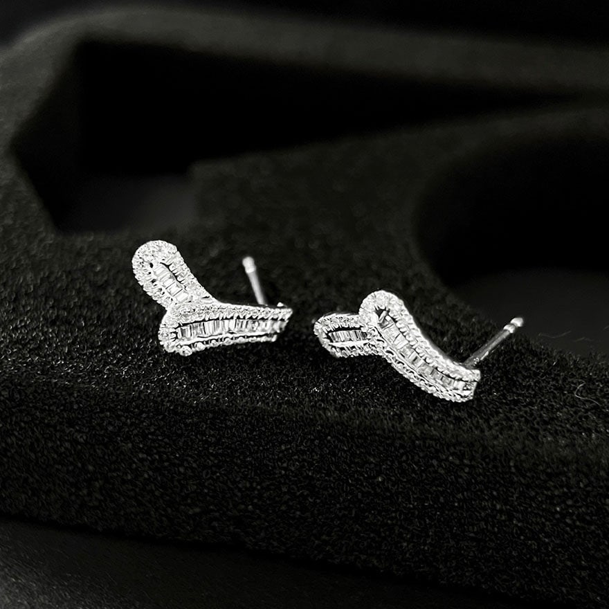 14k Gold 0.42 Ct Natural H Diamond Earrings - 4