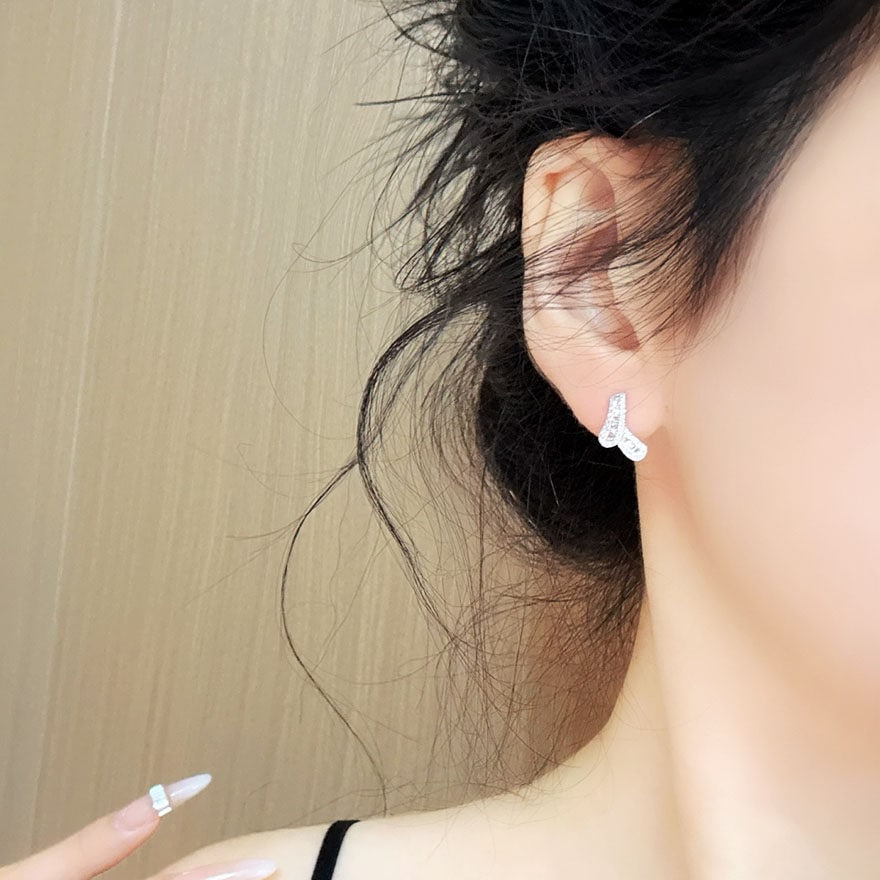 14k Gold 0.42 Ct Natural H Diamond Earrings - 5