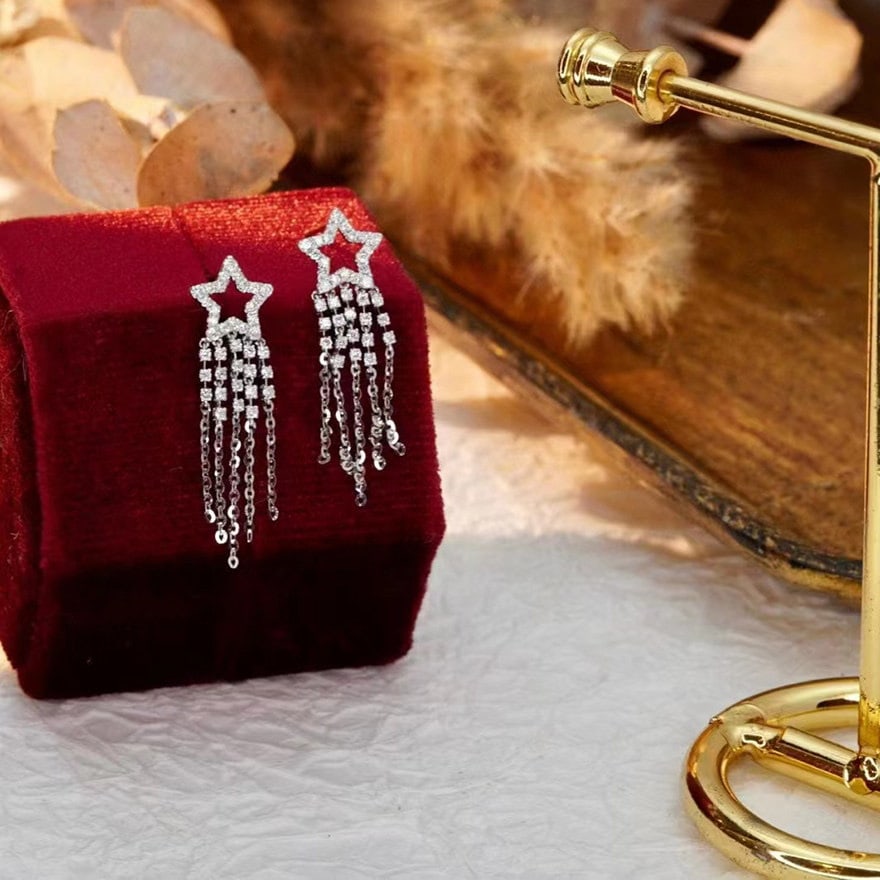 14k Gold 0.56 Ct Natural H Diamond Earrings - 2