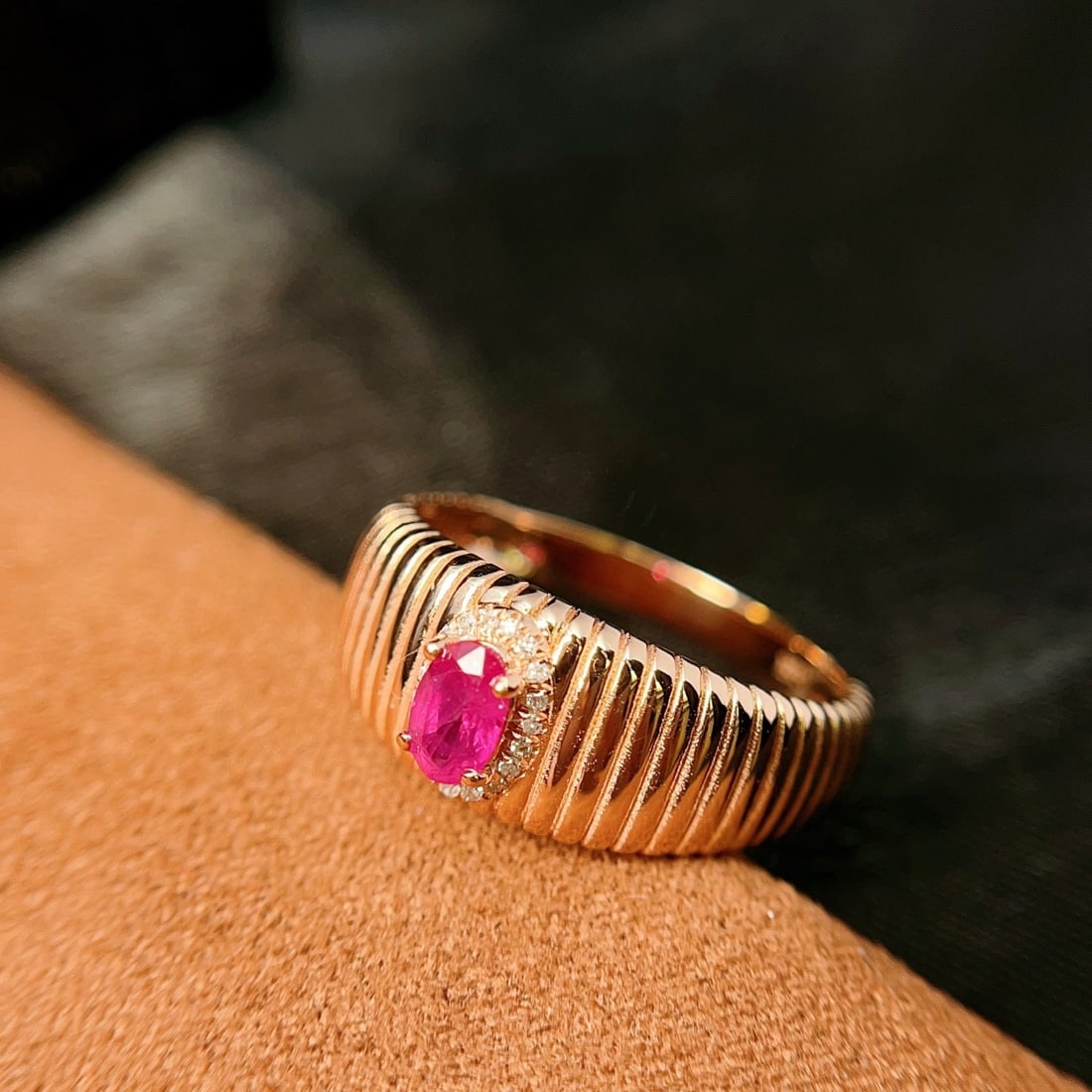 14k Gold 0.43 Ct Natural Ruby & Diamond Ring - 2